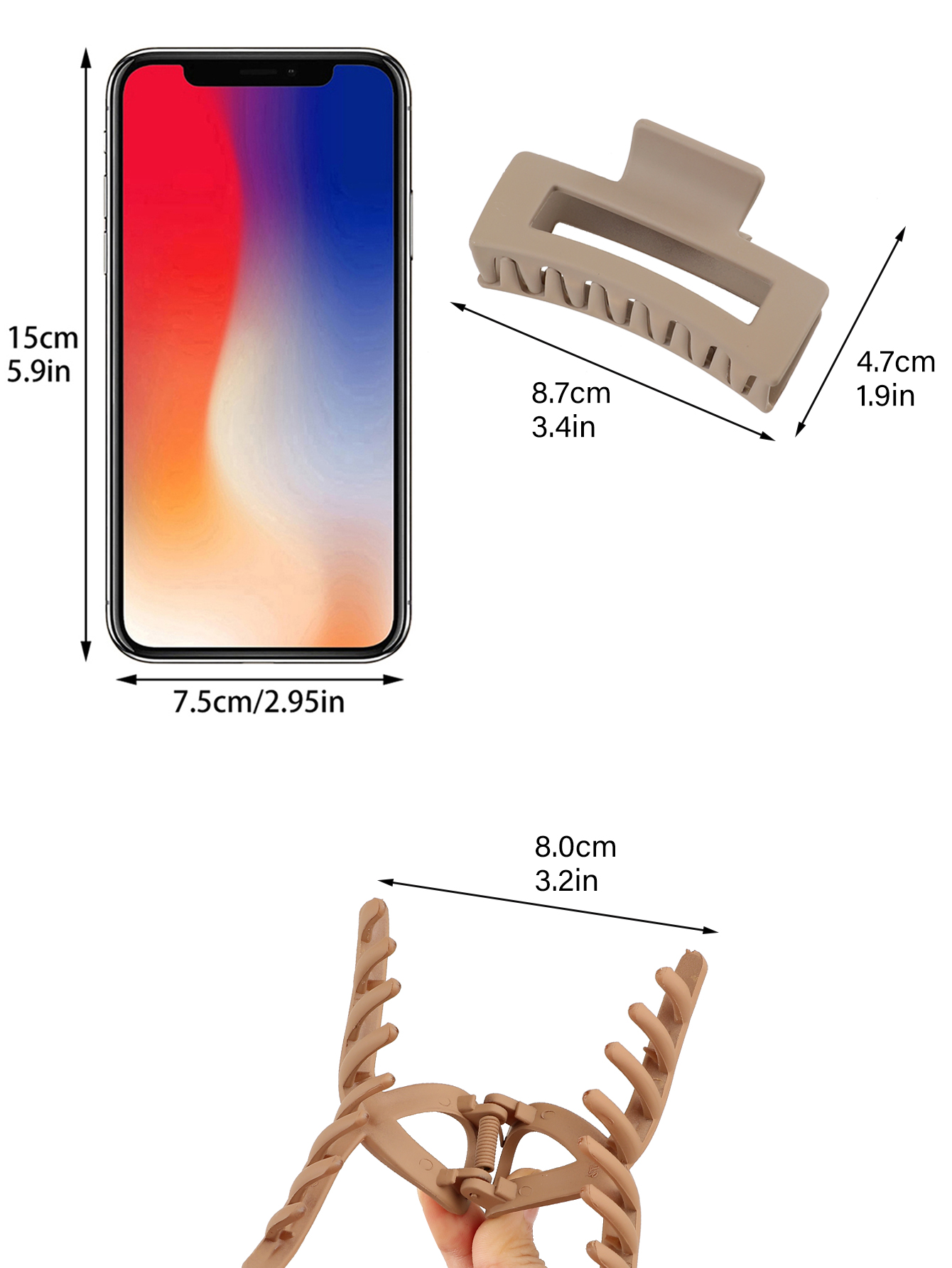 5 peças de clipes de garra de cabelo grandes de cores e formas misturadas para mulheres meninas cabelo encaracolado grosso fino, clipes de mandíbula de fixação forte.