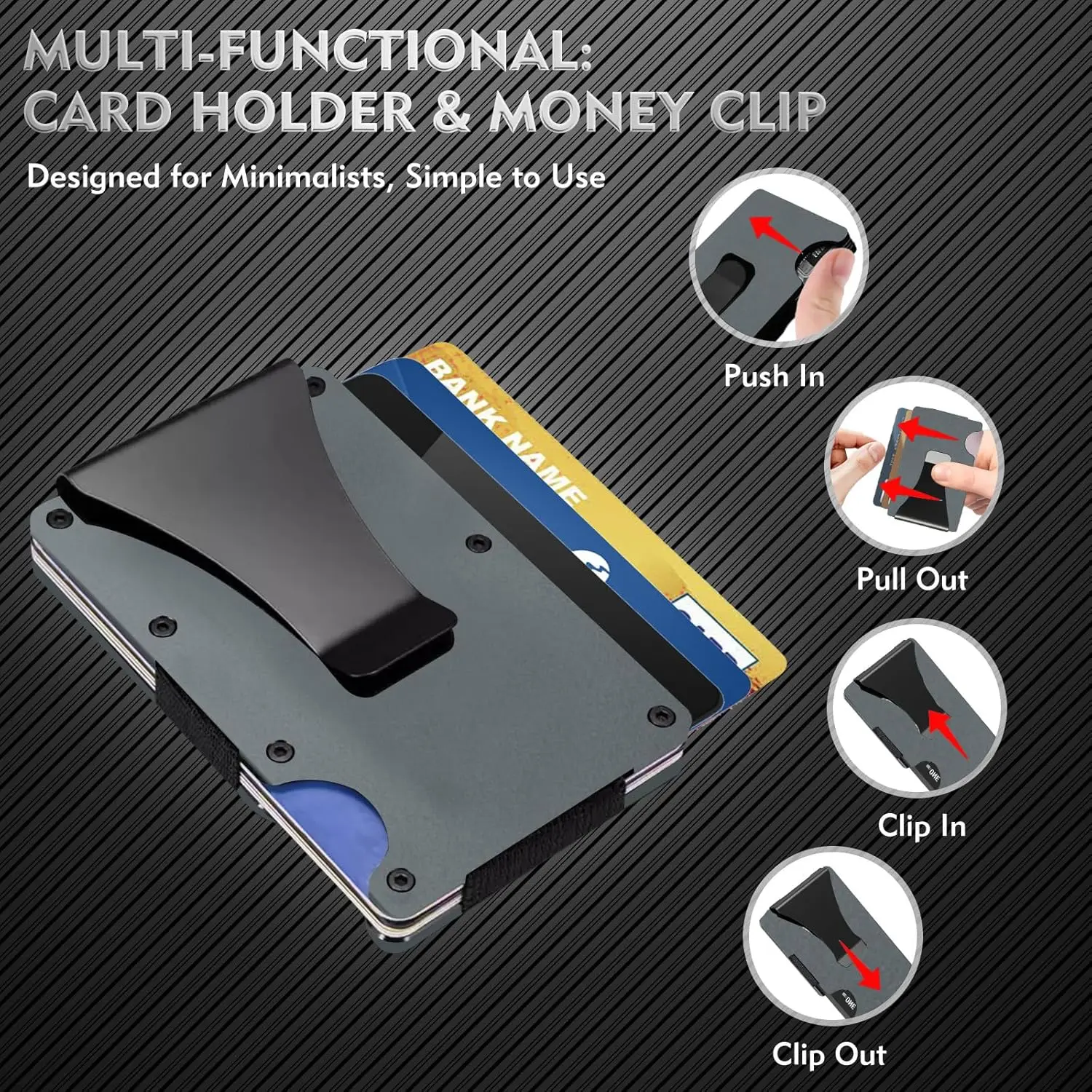 กระเป๋าสตางค์เรียบง่ายสำหรับผู้ชายและผู้หญิง - กระเป๋าสตางค์ RFID บาง, ป้องกันรอยขีดข่วน, ที่ใส่บัตรเครดิตและคลิปเงิน, ง่ายต่อการถอดเงินออก