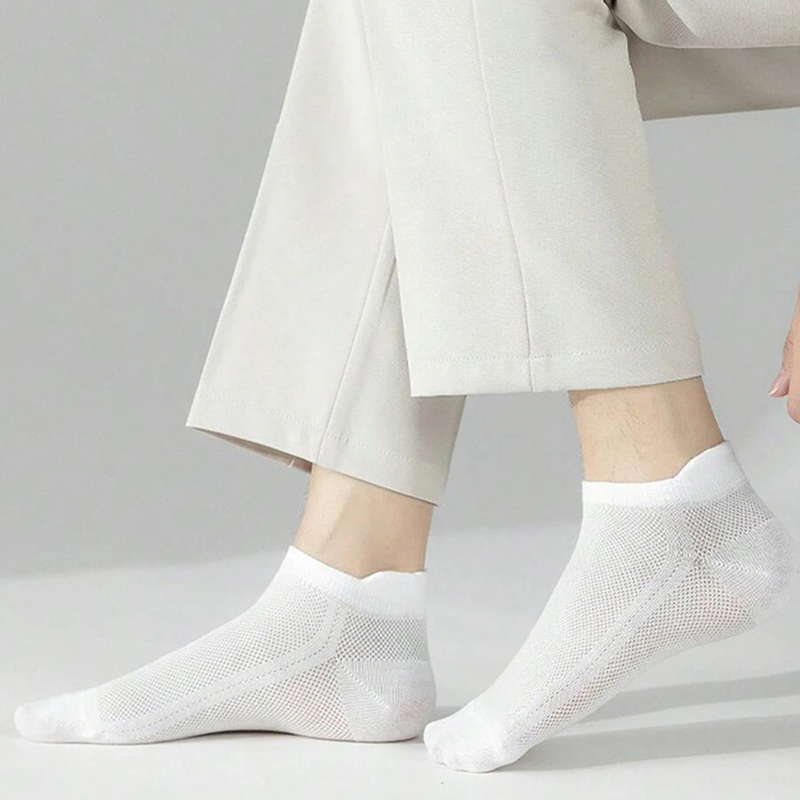 6/12 Pairs Mesh Men Summer Socks Fashionable Breathable With Ear Flaps Anti Foaming Design They Soft Comfortable Casual Socks