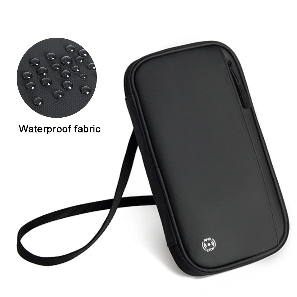 Fundas para pasaporte de viaje, carpeta, billetera con bloqueo RFID, porta pasaporte familiar, impermeable, bolso cruzado para pasaporte de un hombro