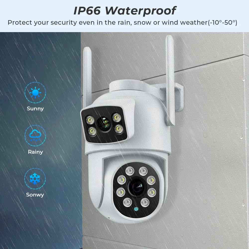 4K 8MP HD WiFi กล้อง PTZ กลางแจ้ง 6MP Dual เลนส์ Dual หน้าจอ AI การติดตามอัตโนมัติกล้อง IP กล้องวงจรปิดการเฝ้าระวังวิดีโอเสียง P2P iCSee
