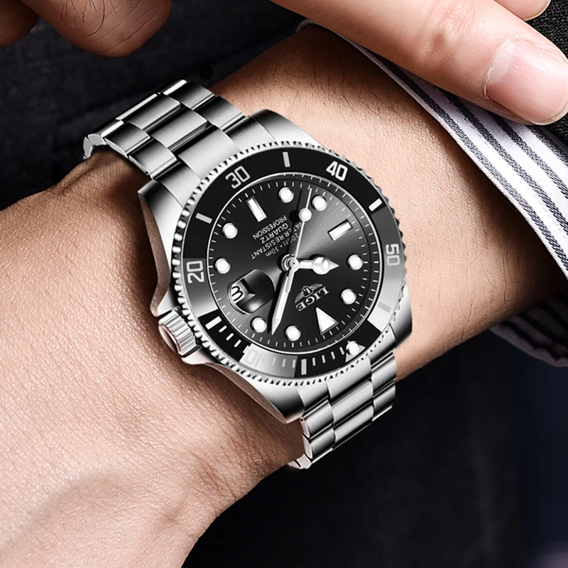 LIGE-reloj analógico de cuarzo para hombre, accesorio de pulsera resistente al agua con cronógrafo, complemento masculino de marca de lujo con diseño moderno y estilo informal, perfecto para negocios