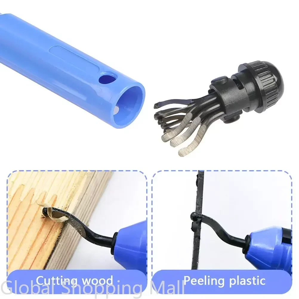 Metal Deburring Tool Kit Burr Remover Hand Tool Anti-Slip Handle with 10pcs Sharp Deburring Blades for Copper Wood Plastic