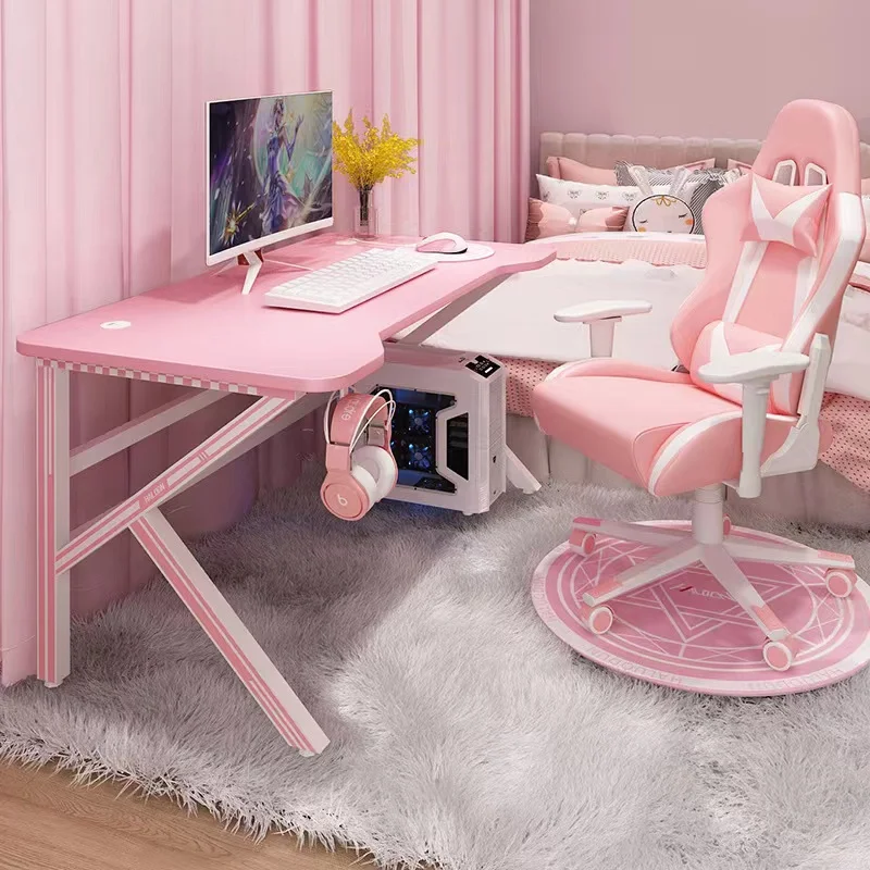 Hồng Chơi Game Bàn Làm Việc Bé Gái Bàn Học Bàn Laptop Máy Tính Bàn Ghế Sống Game Thủ Nhà Sống Để Bàn Phòng Ngủ Để Bàn Game Thủ Bàn Làm Việc