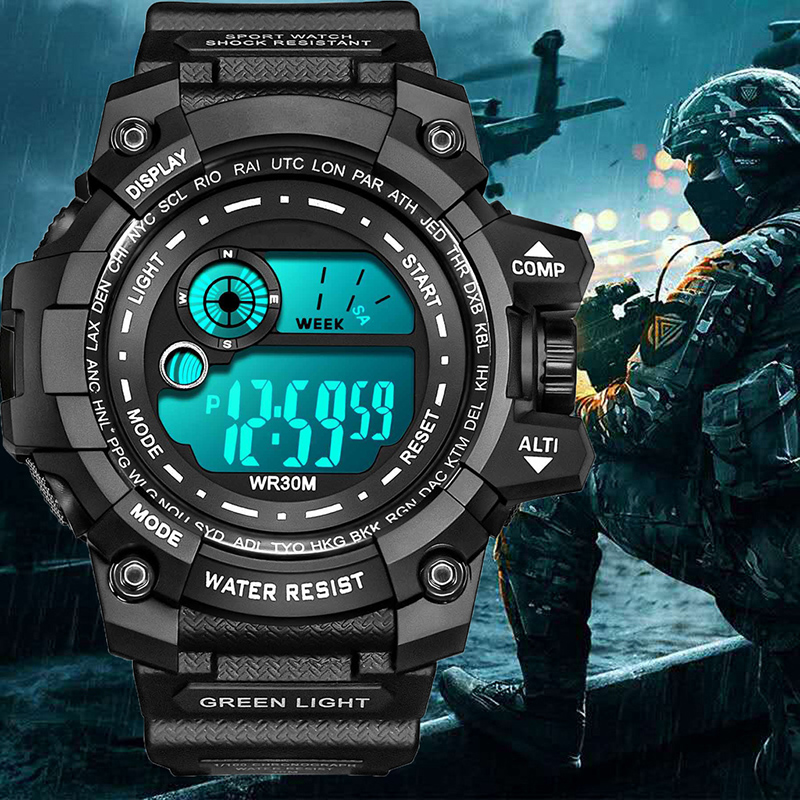 YIKAZE Homens LED Relógios Digitais Luminosos Moda Esporte Relógios À Prova D 'Água Para Homem Crianças Data Relógio Militar Do Exército Relogio masculino
