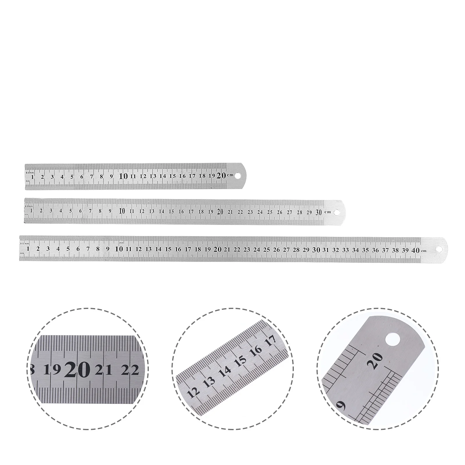 3 pezzi scala in acciaio inossidabile ufficio bambino strumenti meccanici disegno tecnico righello metallo spesso di precisione