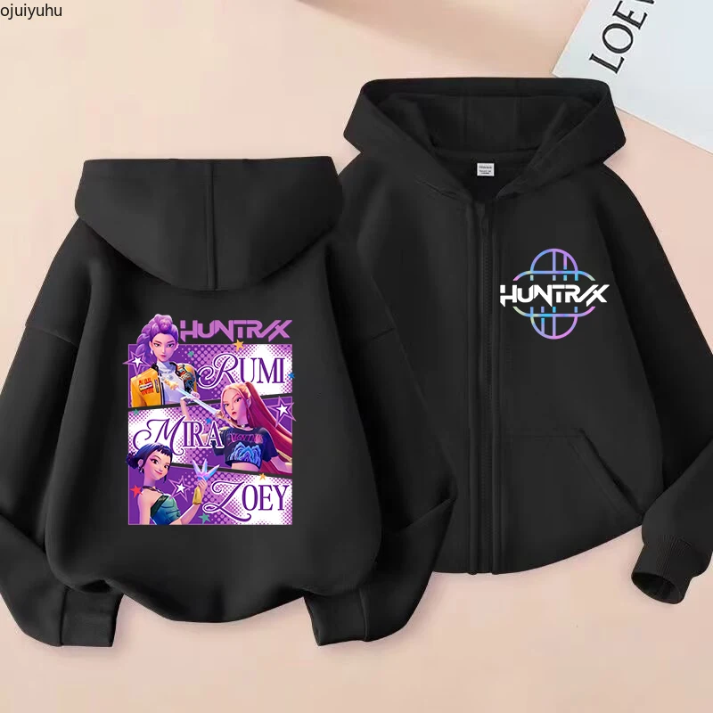 2025 película sudaderas con cremallera Kpop Demon Hunters Sudadera con capucha niños ropa chico niña niño sudadera cremallera con capucha bebé Casual Top