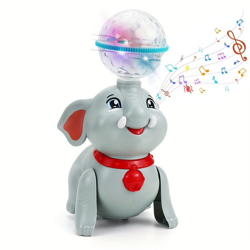 Drijvend olifantsspeelgoed, drommelende olifant blaasbal met lichte muziek, educatief speelgoed voor vroeg leren met licht en geluid
