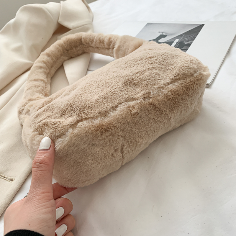 Bolsa de ombro de pelúcia de cor sólida da moda