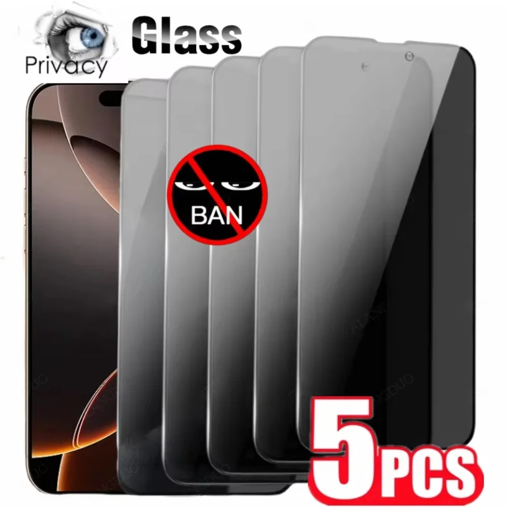 NNBILI 5PCS Anti-peep Protezione Dello Schermo Per iPhone 16 Pro Max 15Pro 14 Plus13 Anti Scratch Privacy Vetro Temperato Per iPhone 16e