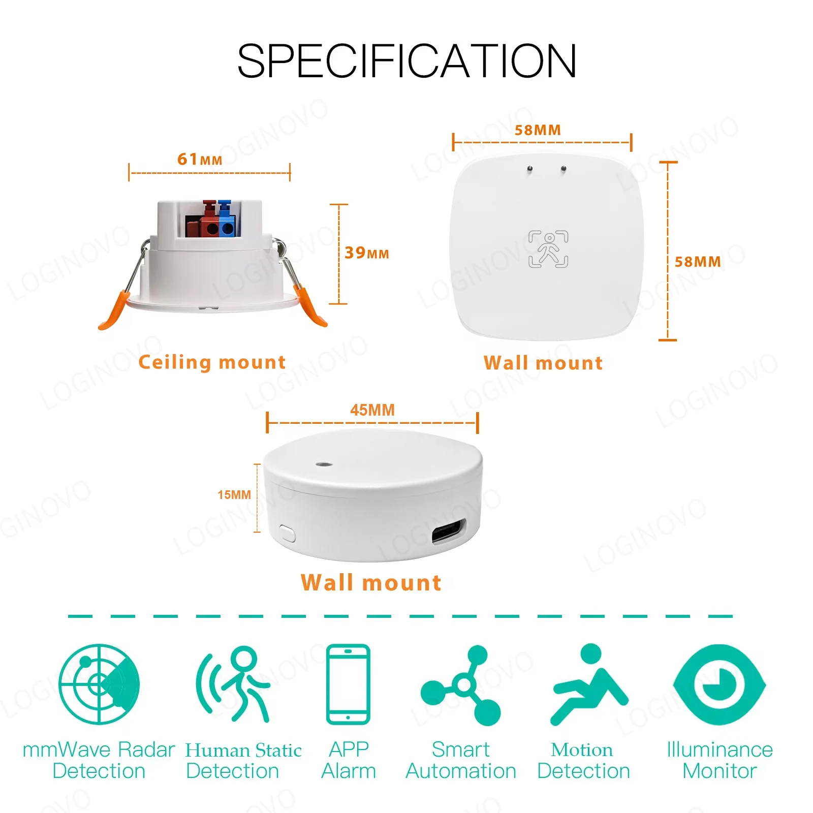 Vida inteligente zigbee detector de presença humana tuya wifi mmwave radar pir montion sensor com detecção de luminância para casa inteligente