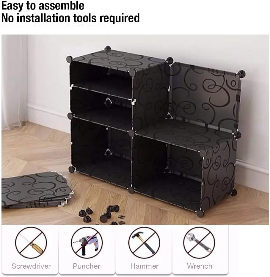 Chaussures,Range portatif, Noir Tablette modulaire pour Gagner de la Place, Porte-Chaussures pour Bottes, Pantoufles (12 Portes)