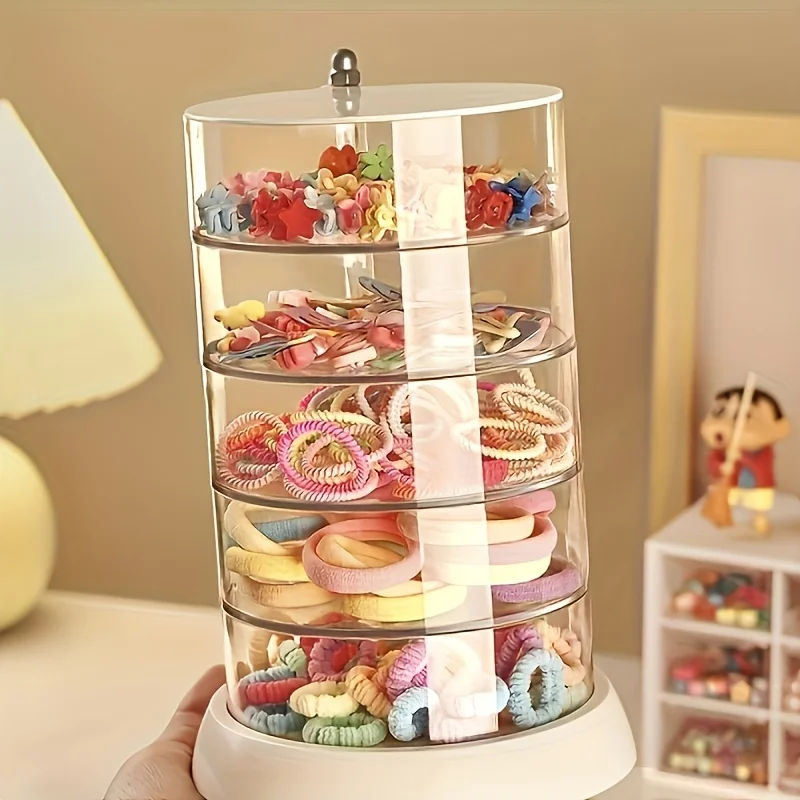 3/4/5-Layer Rotating Jewelry Organizer - Plastic Multi-Tier Storage Box, Transparent Hair Ring Display for Dressing Table