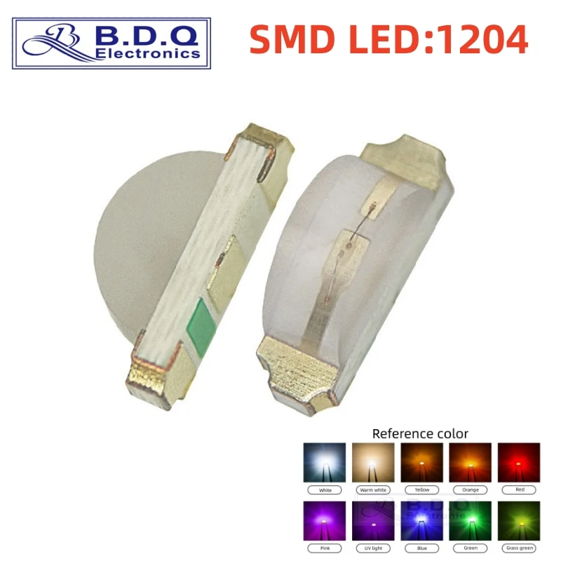 Diodo Emisor lateral LED SMD, luz amarilla, verde esmeralda, verde, blanco, rojo, azul, amarillo y naranja, 100 LED, 1204 piezas 1206