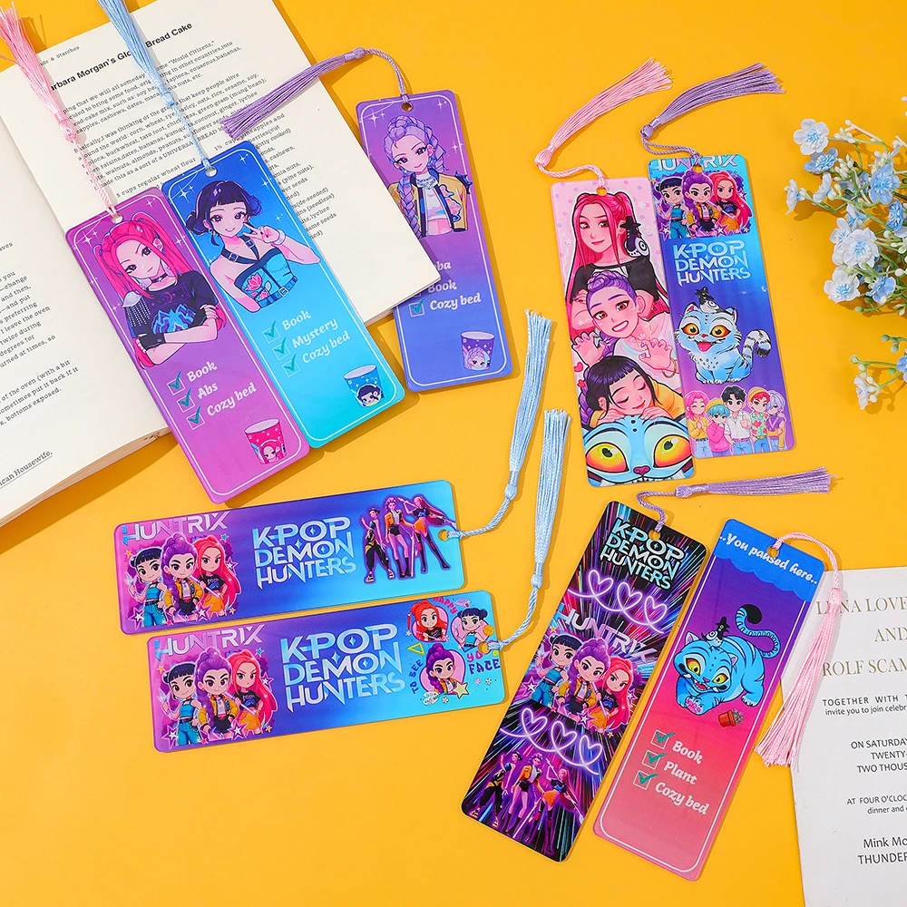 Kpop Demon Hunters Huntrix Cartoon Bookmarks  Anime Cute Stationery for Kpop Fans & Book Lovers, School Supplies Page Markers