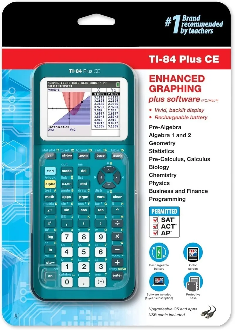 Furniture-TI-84 Plus CE Color Graphing Calculator, Teal (Metallic)-Authenticity.-Graphing