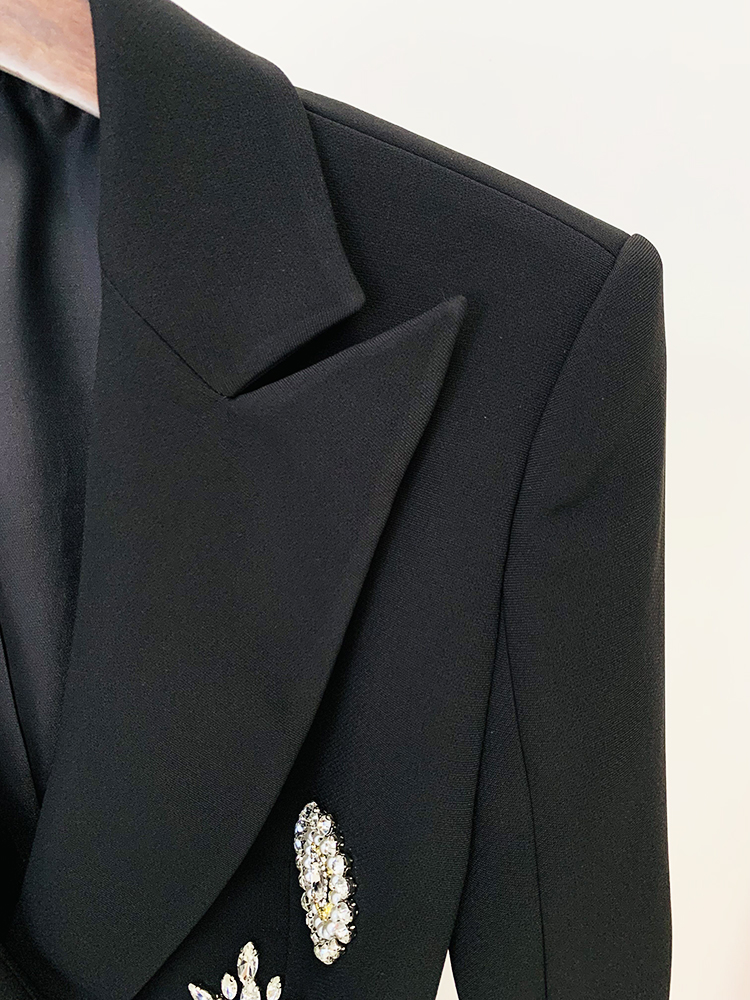 High Street neueste Mode 2024 Runway Designer Blazer Damen Schlitz ärmel Kristall Strass Diamanten Perlen Gürtel Jacke
