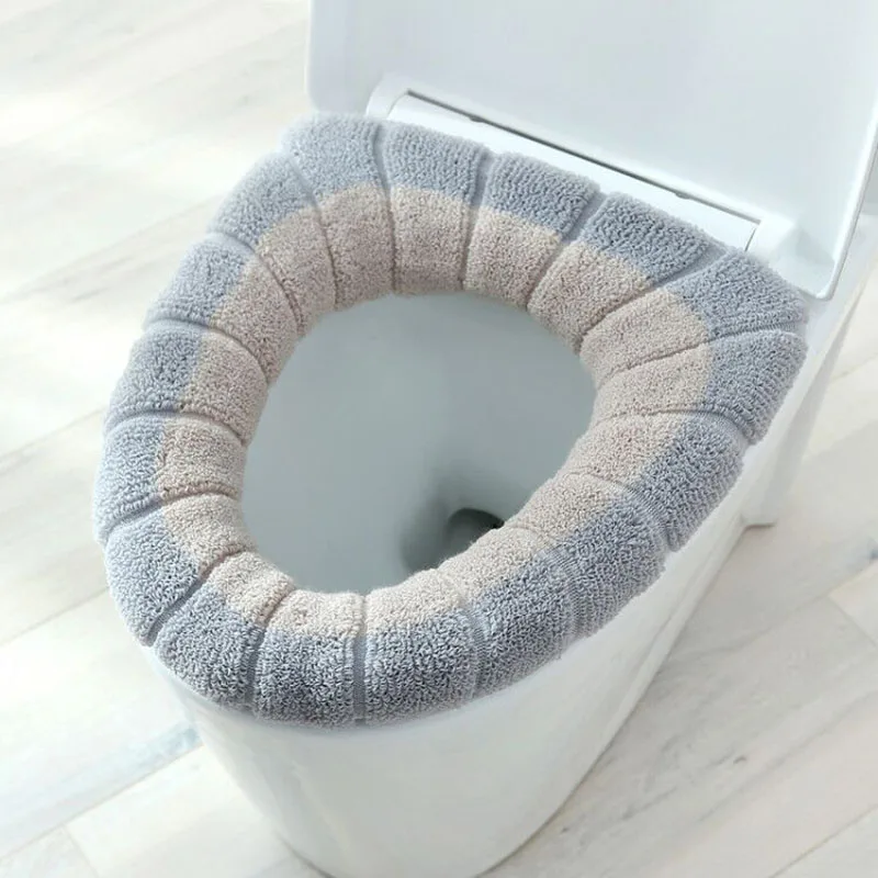 Funda cálida para asiento de inodoro, alfombrilla para inodoro, 1 pieza, accesorios de baño lavables, tejido de Color puro, almohadilla suave en forma de O