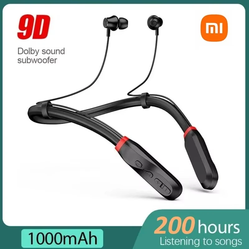XIAOMI i35 auriculares Bluetooth con banda para el cuello auriculares inalámbricos sonido 9D auriculares deportivos impermeables TWS auriculares con micrófono para teléfono