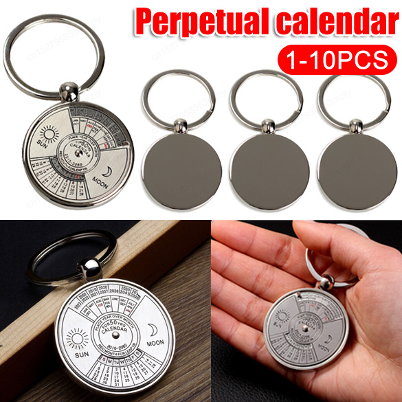 50 jahre Kalender Sonne Mond Carving Geschenk Metall Carving Schlüsselring Carving Geschenk Perpetual Kalender Keychain Ring
