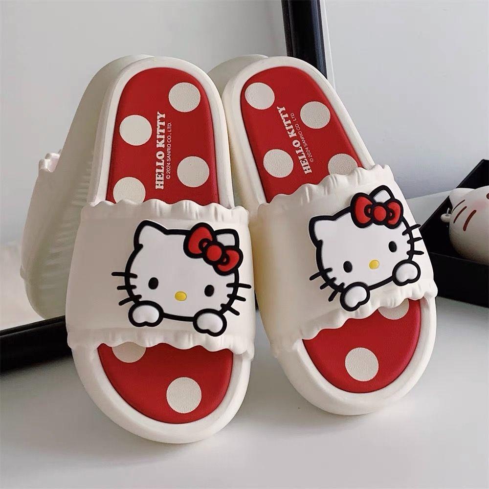 Sanrio Hello Kitty Cat тапочки для женщин летом для девочек домашний интерьер ванной комнаты Kawaii милые нескользящие уличные сандалии с защитой от запаха