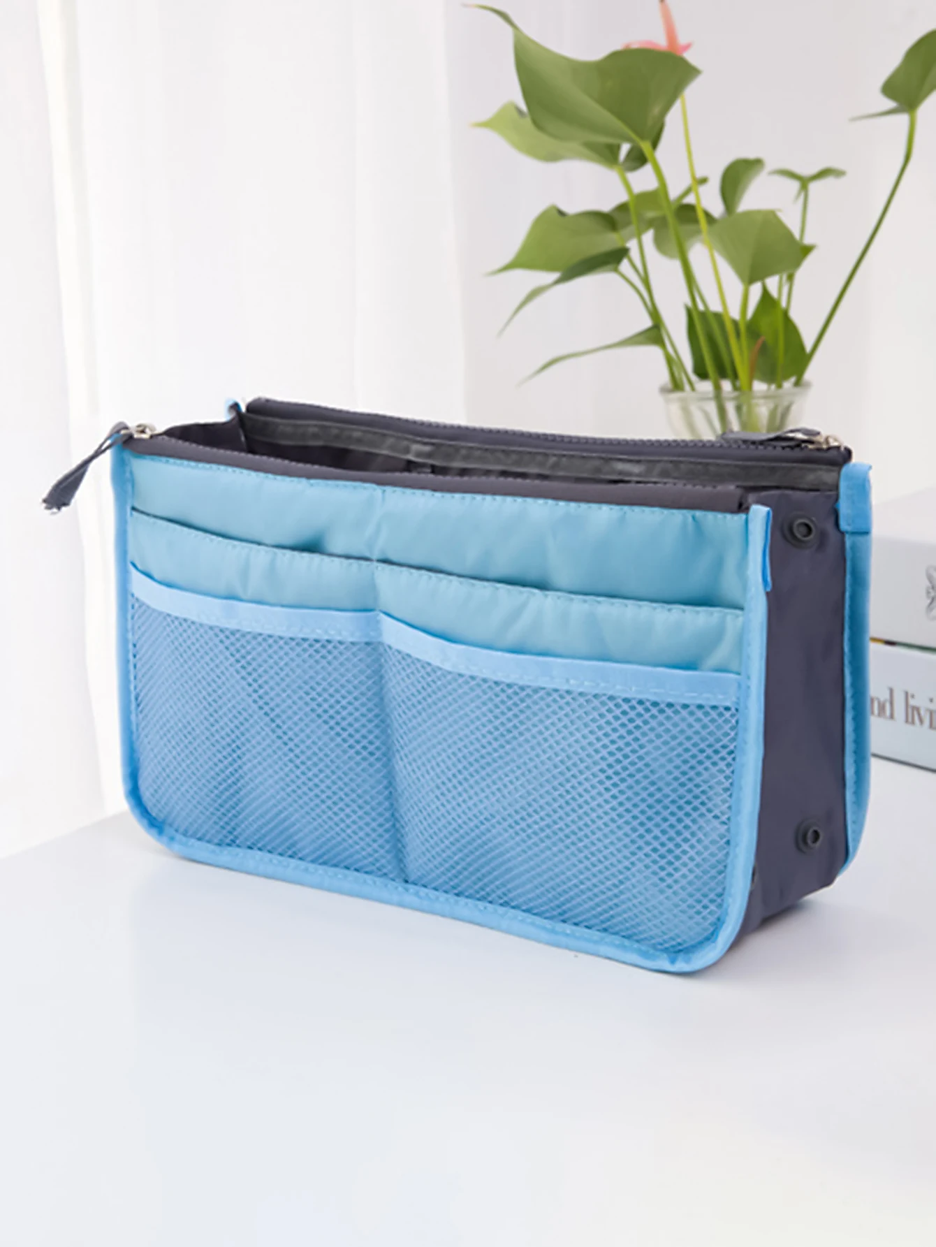 (1 Stück) Koreanische Version, multifunktionale faltbare Aufbewahrungstasche mit Doppelreißverschlüssen, tragbare Make-up-Tasche für Damen mit großem Fassungsvermögen