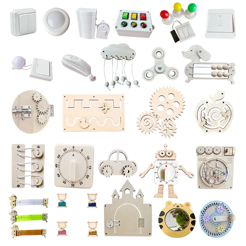 DIY Busy Board Baby Accessories Kids Wooden Toys Montessori Sensory Activity Educational Games Switch Doorbell for Children Gift