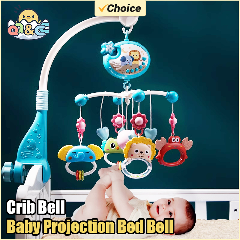 Crib Bell Baby Star Projection Universal Movable Remote Control 0-6 Months Newborn Infant Bed Bell Toys for Toddler Gifts