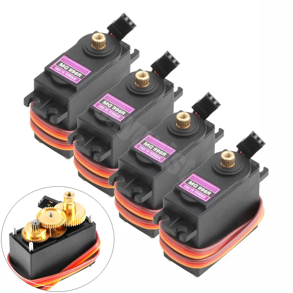 Servos numériques MG995 MG996, 4 pièces/lot, 13KG 15KG, tout engrenage métallique pour voiture JR modèle RC hélicoptère bateau Arduino UNO, bricolage, vente en gros