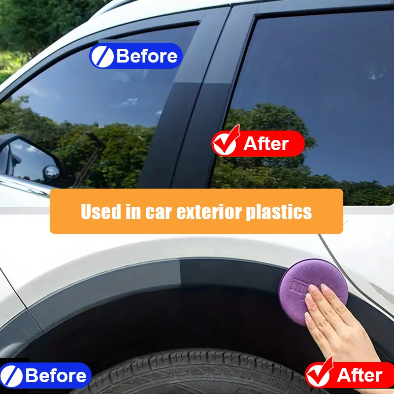 Restaurador de plástico para coche, agente de revestimiento de cera para renovación de Panel y cuero Interior de coche, transparente, para volver al negro, brillo, cera para coche