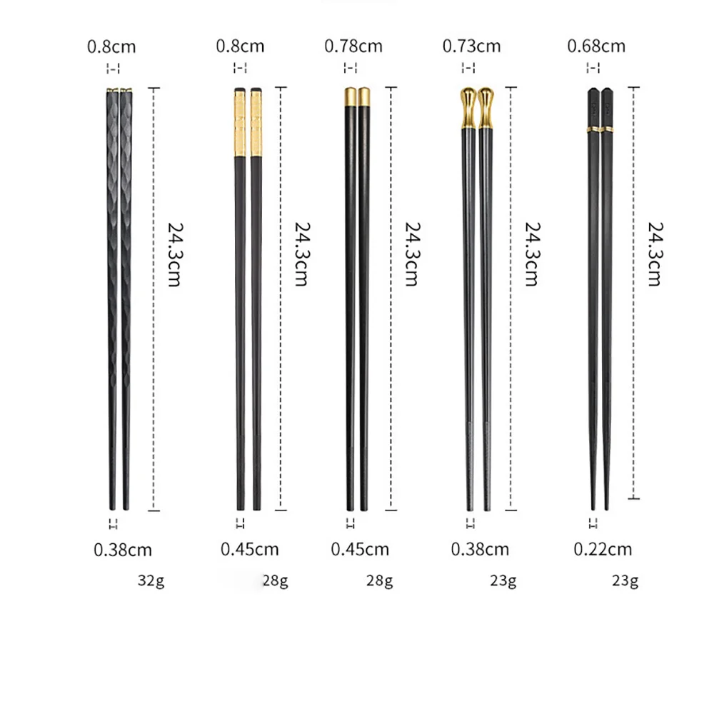 5 Pairs Non -Slip Fiberglass Chopsticks Reusable Multi-Style Chopstick Set Multipack Fancy Chopsticks