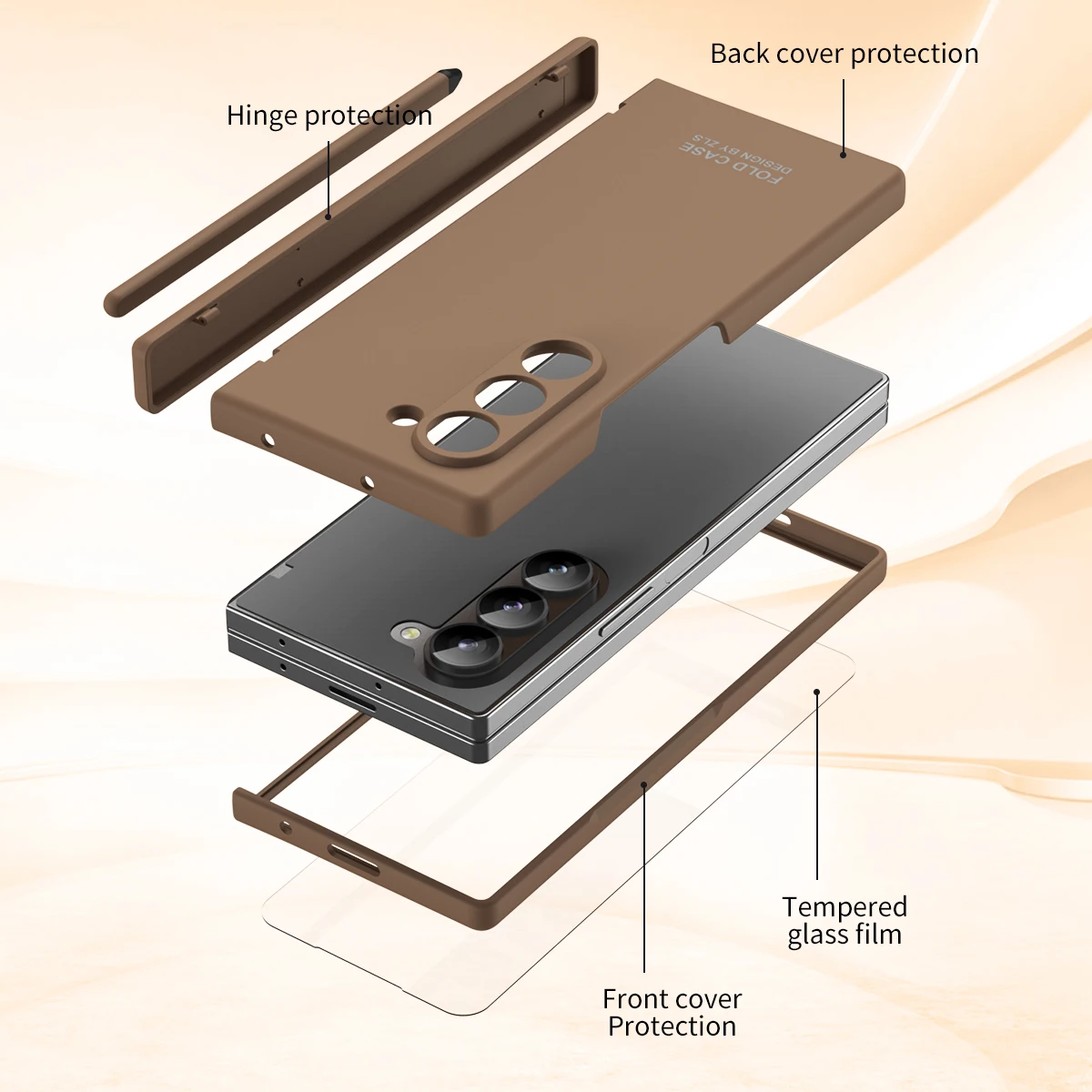 Casing Ponsel Engsel Warna Solid Mewah untuk Samsung Z Lipat 7 Z Lipat 6 Lipat 5 4 3 PC Sampul Keras Dilengkapi dengan Pelindung Layar