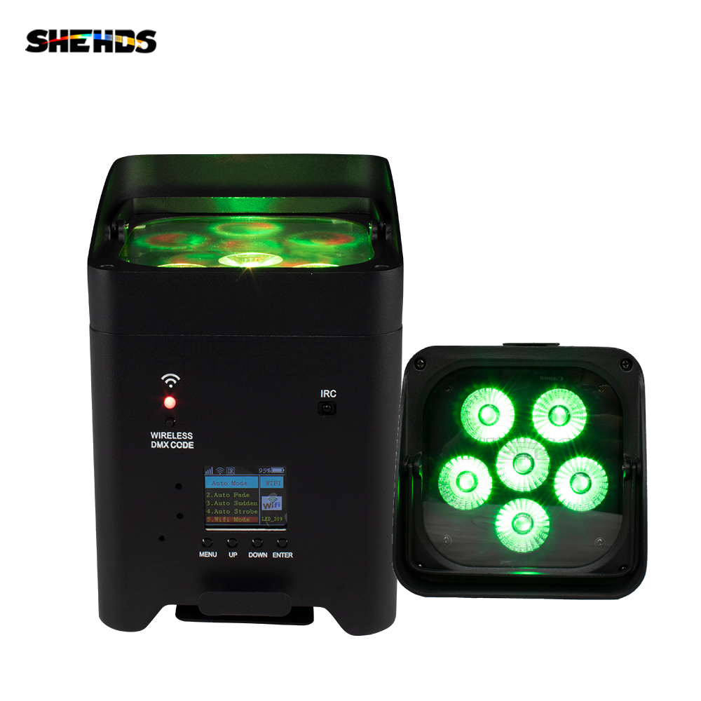 SHEHDS 4PCS Par Licht 6x18W 6in1 RGBAW + UV Batterie Beleuchtung Drahtlose Fernbedienung Für DJ Disco hochzeit Weihnachten Lichter Publikum