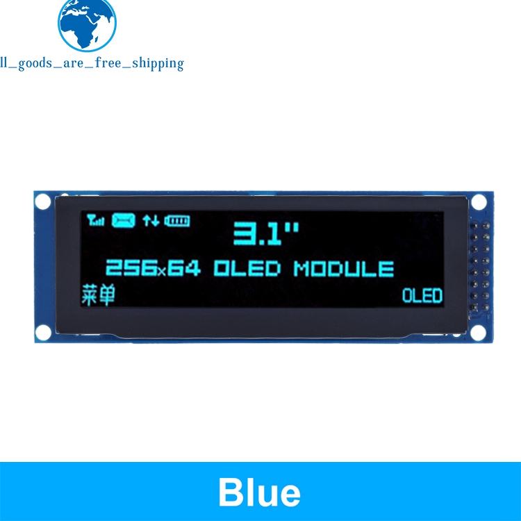 TZT 3.12 inch OLED Display 3.12" 256X64 25664 SSD1322 Driver Graphic LCD Module Soldering Pin for Arduino/C51
