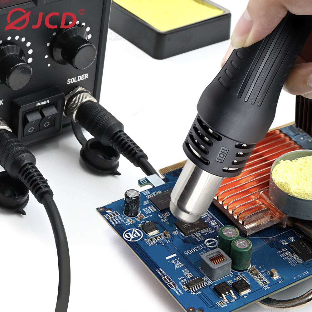 JCD 8586D Soldering Station 2 IN 1 Hot Air Gun Solder Station with 2 Digital display,10-Minute Sleep Mode for SMD Rework 220V
