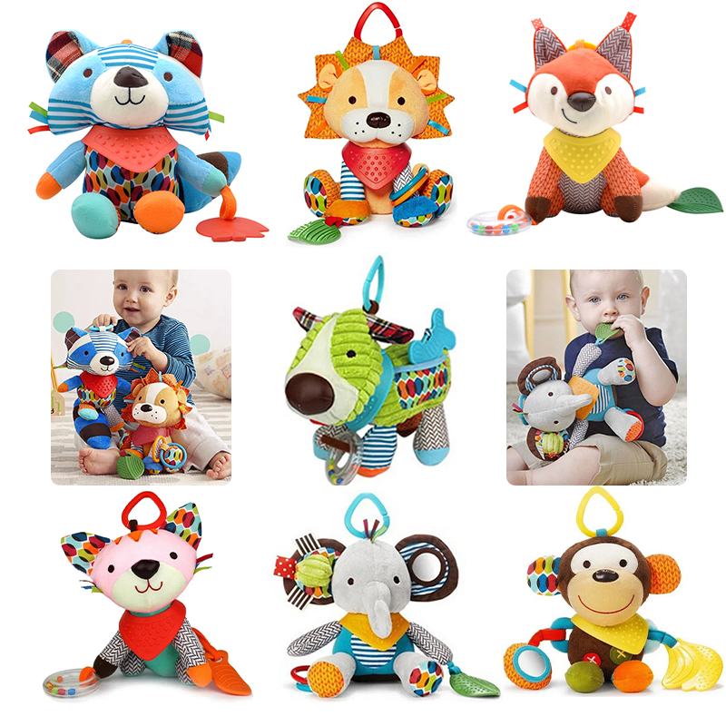 Juguetes para bebés, sonajero de peluche, cochecito de juguete, animales colgantes, cama móvil para bebés de 0 a 6 meses, peluche sensorial bebé