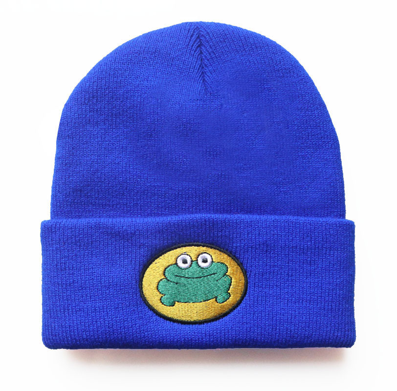 Cartoon Frog Wool Cap Parappa The Rapper Beanie Winter Hat Frog Knitted Hat Adult Cycling Pullover Warm Outdoor Student Cap