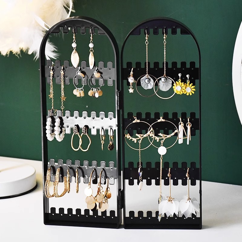 Schmuck-Präsentationsständer, Halsketten, Ringe, Klapphalter aus Kunststoff, großes Fassungsvermögen, Armbänder, Aufbewahrungsbügel mit Löchern für Ohrstecker