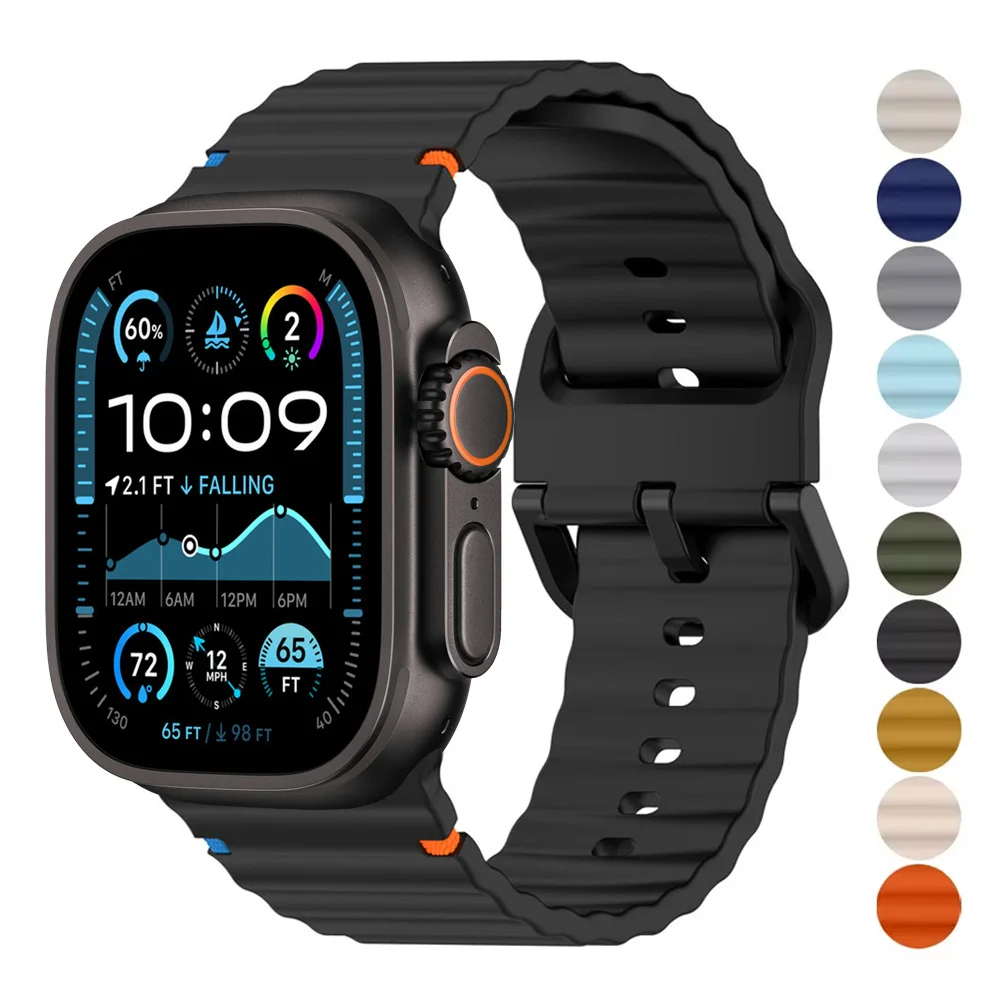 Silicone Strap for Apple watch Band 44mm 49mm 40mm 45mm 42mm 46mm 38mm correa bracelet iwatch Series 9 8 7 6 SE 10 Ultra 2 band