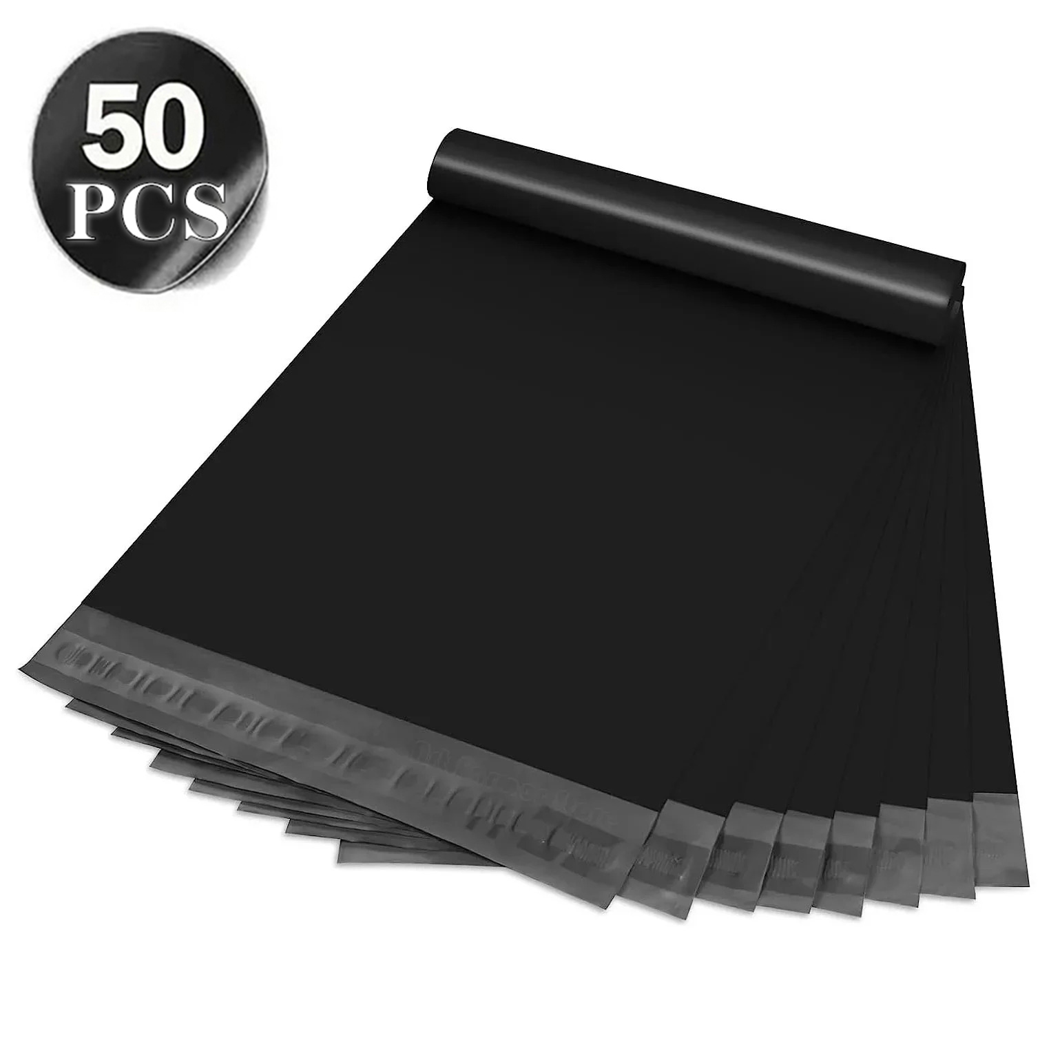50 個ブラック配送袋包装用宅配袋自己粘着シール郵送袋中小企業用品封筒保存袋