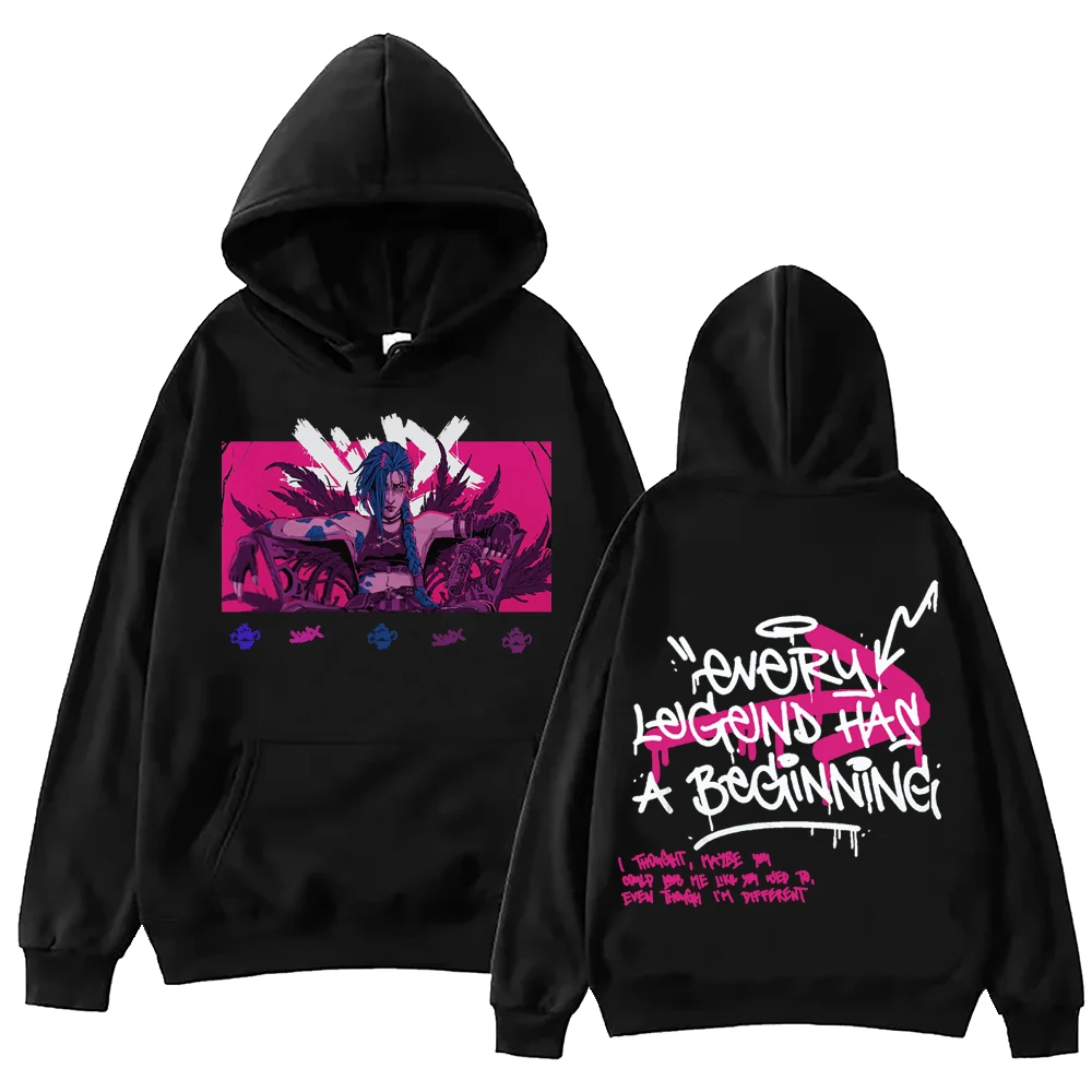 Hot Anime Arcane-Jinx 까마귀 하라주쿠 풀오버 탑 남자 여자 운동복 팬 선물