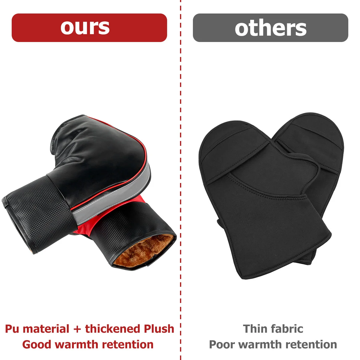 1 par de muffs para guidão de motocicleta, proteção para scooter, grosso e quente, à prova de chuva, luvas aquecedoras de inverno