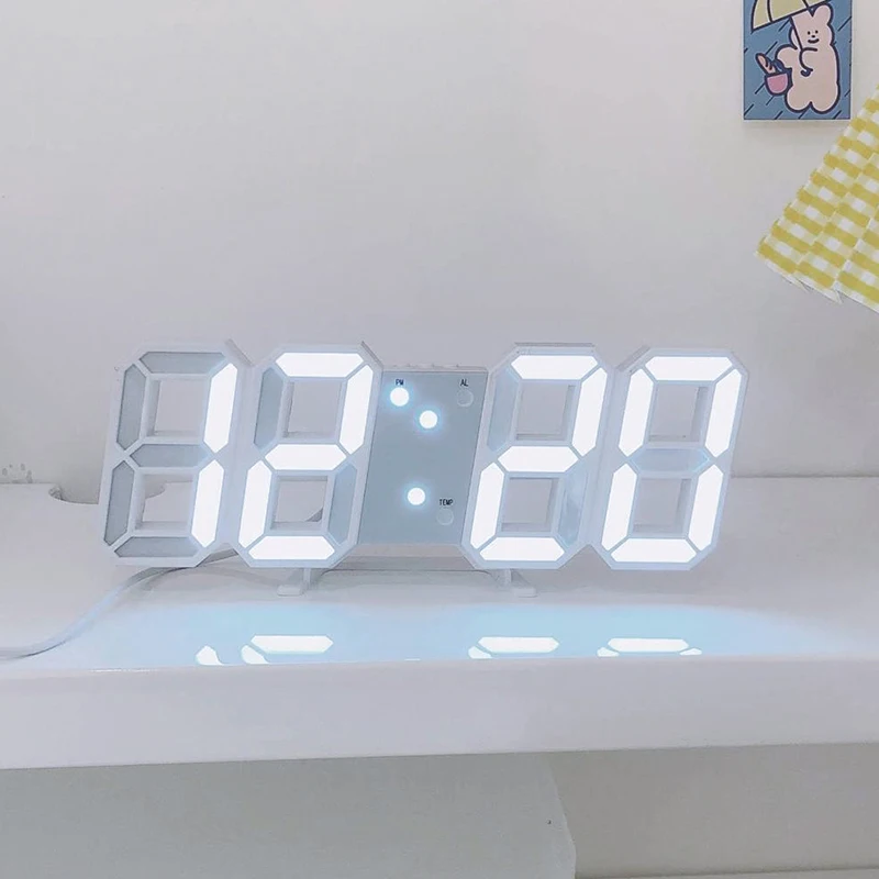 Reloj digital LED 3D reloj luminoso de moda Reloj de pared multifuncional creativo USB enchufe electrónico decoración del hogar