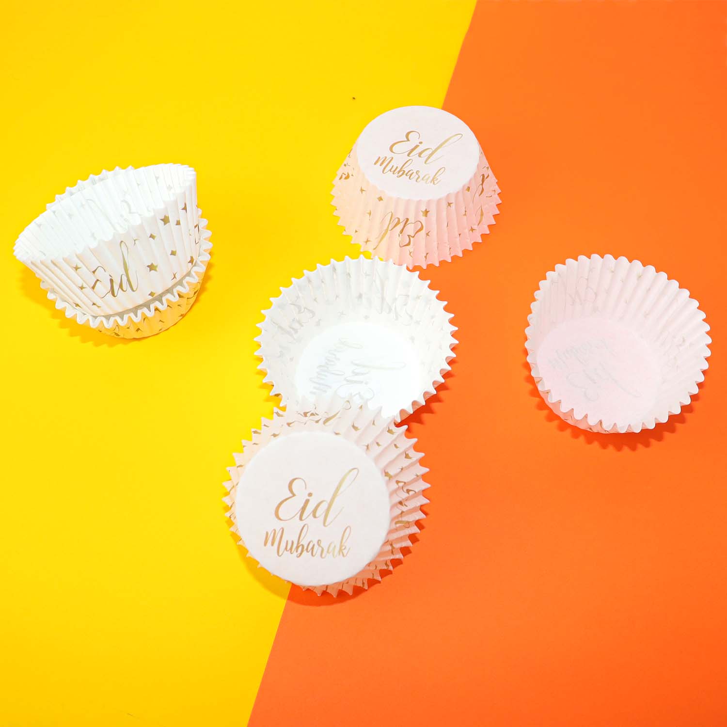 50pcs/set Eid Mubarak Cupcake Paper Cups Ramadan Mubarak Cake Wrapper Baking Tray Islam Muslim Party Supplies Ramadan Decoration