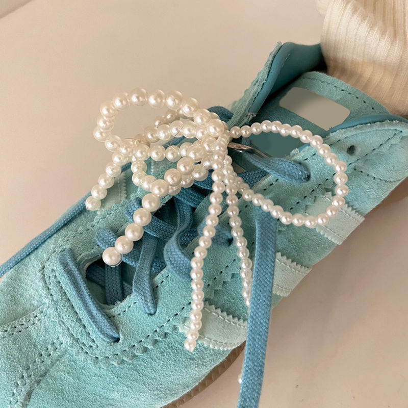 1PC 手作り靴クリップ二層パールビーズちょう結びチャーム靴バックル装飾バッグペンダント弓キーチェーンアクセサリー