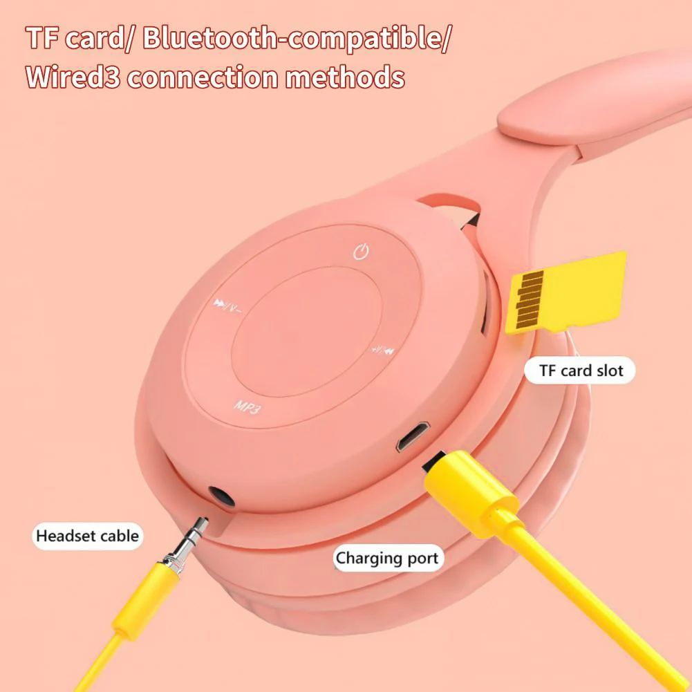 Y08 Drahtlose Bluetooth Kopfhörer Macaron Kopfhörer Stereo Stirnband Gaming Headset mit Mikrofon Gamer Mädchen Geschenk für Mobile Tablet