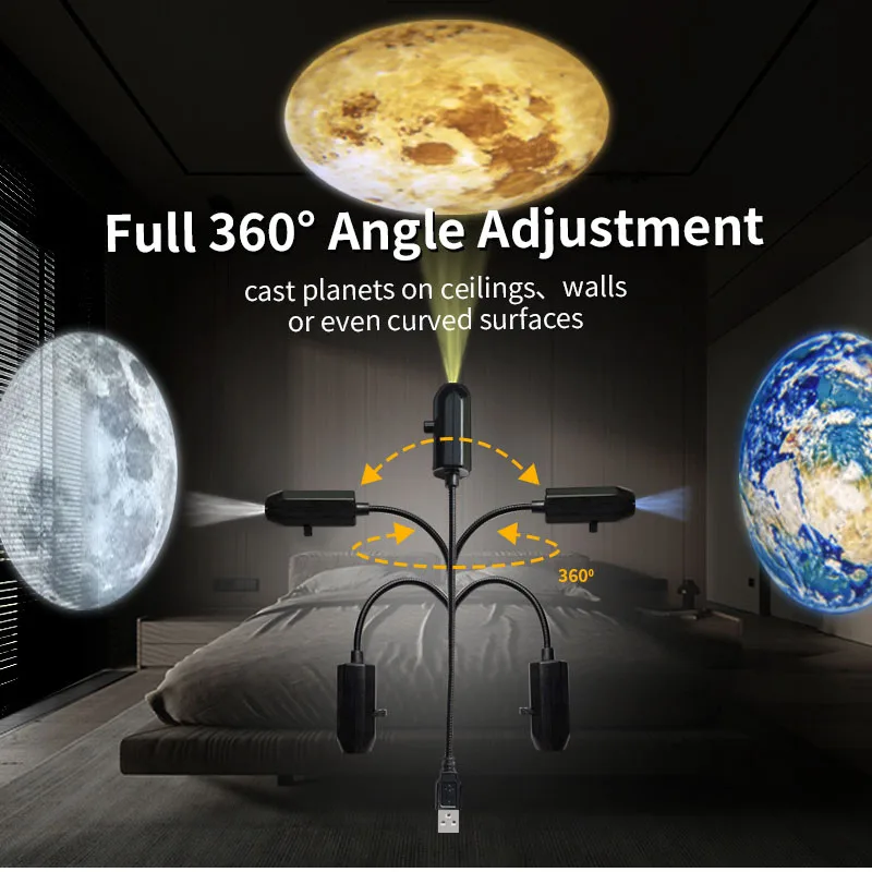 Proiettore USB di Halloween Luce Teschio Luce notturna Fantasma Lampada a LED Girevole a 360 gradi Modello commutabile Design Ambiente scuro e notturno