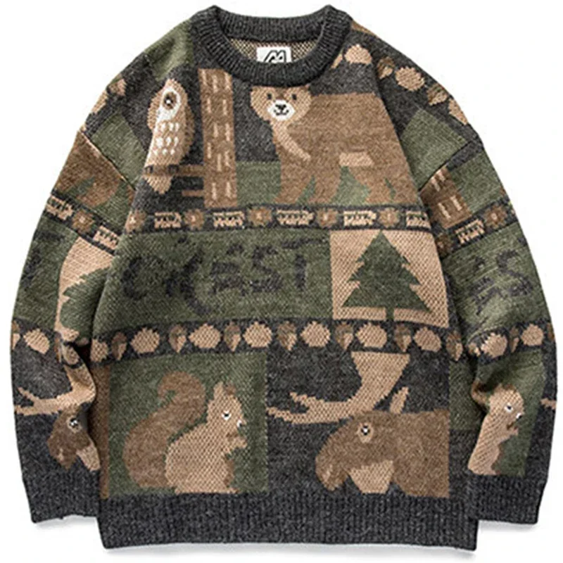 Y2k Winter Vintage Pullover Männer Japanischen Niedlichen Bären Frauen Gestrickte Pullover Pullover Hip Hop Harajuku Streetwear Männer Kleidung Tops
