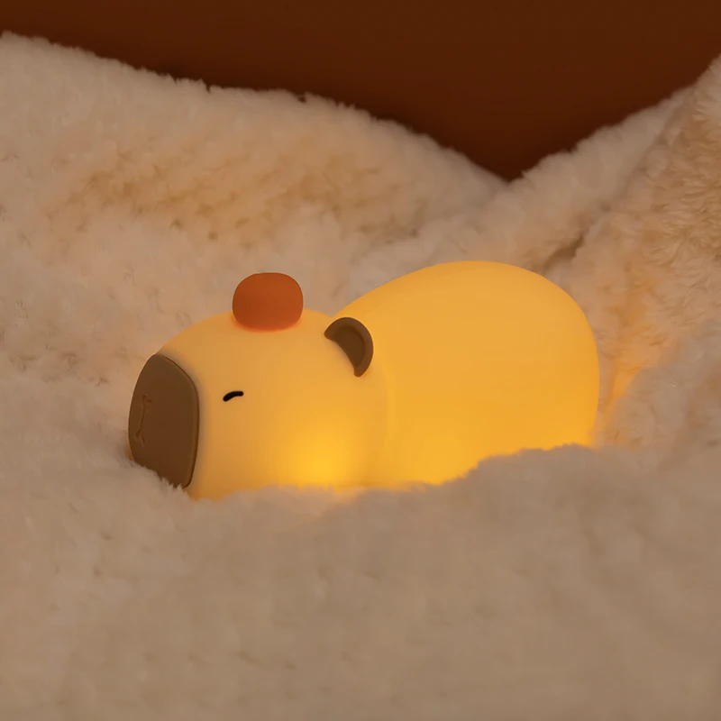 Lámpara de noche de capibara, luz de estilo adorable, interruptor de grifo de operación Simple, siete colores, varios métodos de carga, superventas