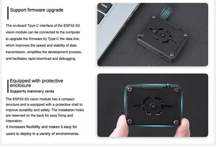 Módulo de câmera wi-fi ESP32-S3 transmissão de imagem para ros robô carro carrinho ai sensor de reconhecimento visual câmera de reconhecimento de visão